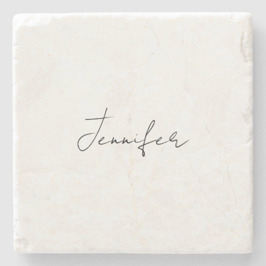 Kalligrafie Eleganter Schwarz-weißer Schlichter Na Steinuntersetzer (Vorderseite)