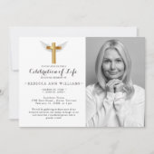 Kalligrafie Elegantes Foto Feier des Lebens Einladung (Vorderseite)