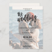 Kalligrafie Elegantes Foto Hochzeit von Einladung (Vorne/Hinten)