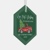 Kalligrafie Erste Weihnachtsfeier New Zuhause Truc Ornament Aus Glas (Vorderseite Rechts)