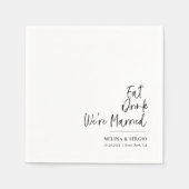 Kalligrafie Essen Drink Wir sind Verheiratet Hochz Serviette (Vorderseite)