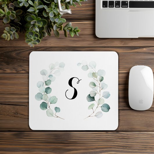 Kalligrafie Eucalyptus Foliage Monogram Einfach Mousepad