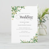 Kalligrafie Eukalyptus Gold Monogram Wedding (Stehend Vorderseite)