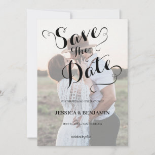 Kalligrafie-Faux-Vellum-Effekt-Foto-Hochzeit Save The Date