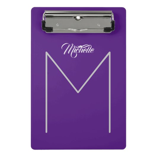 Kalligrafie Fett Monogrammname Moderner Minimalist Mini Klemmbrett (Vorderseite)