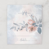 Kalligrafie Floral Monogramm Dusty Blue ID771 Platzkarte (Außenseite Aufgefaltet)