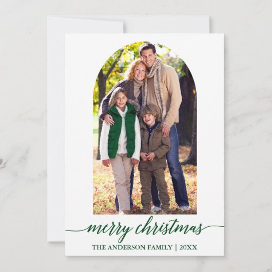 Kalligrafie Foto Arch Green Kariert Weihnachten (Vorderseite)
