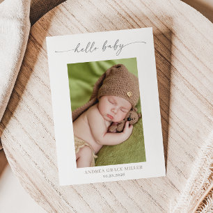 Kalligrafie-Foto-Hallo-Baby-Ankündigungskarte Einladung