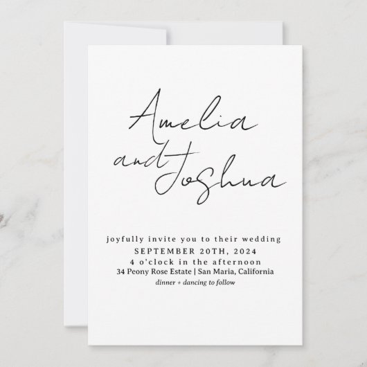 Kalligrafie-FotoCollage mit QR-Code in Einladung (Vorderseite)