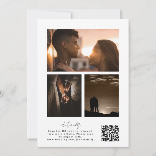 Kalligrafie-FotoCollage mit QR-Code in Einladung (Rückseite)