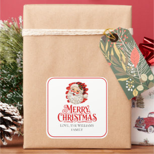 Kalligrafie Frohe Plaid Weihnachtsmann Familie Ges Quadratischer Aufkleber