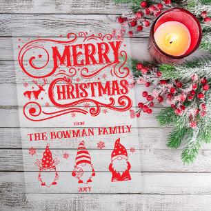 Kalligrafie Frohe Weihnachten Gnome Familien-Grußk Acryleinladungen
