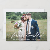 Kalligrafie für immer Glückliche 6 Fotos Hochzeit Dankeskarte (Vorderseite)