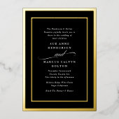 Kalligrafie | Goldene Rahmen Hochzeit Folieneinladung (Vorderseite)