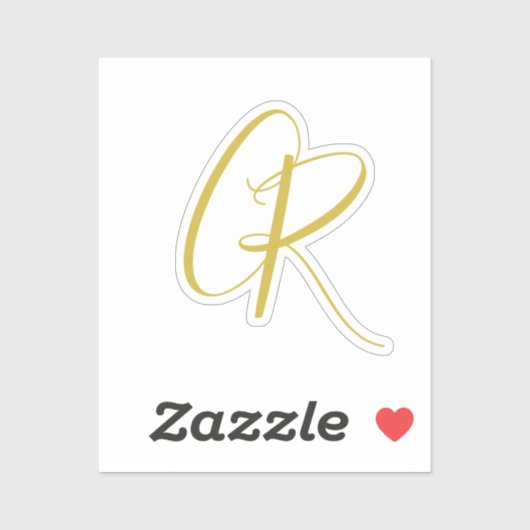 Kalligrafie Goldfarbene Monogramm Moderne Minimali Aufkleber (Blatt)