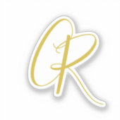 Kalligrafie Goldfarbene Monogramm Moderne Minimali Aufkleber (Vorderseite)