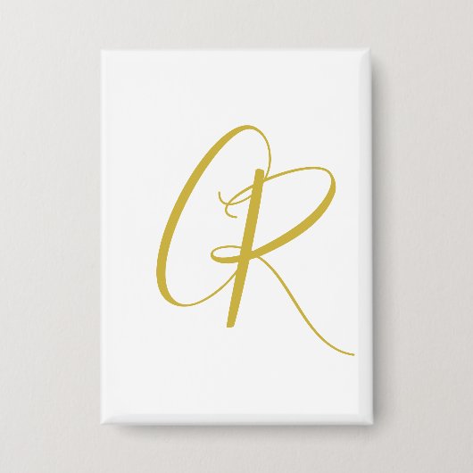 Kalligrafie Goldfarbene Monogramm Moderne Minimali Button (Vorderseite)
