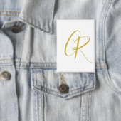 Kalligrafie Goldfarbene Monogramm Moderne Minimali Button (Insitu)