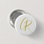 Kalligrafie Goldfarbene Monogramm Moderne Minimali Button (Vorne & Hinten)