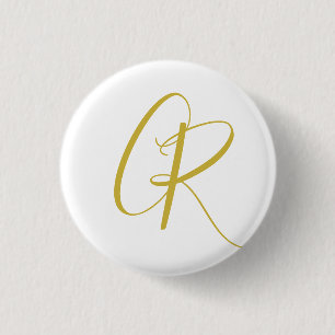 Kalligrafie Goldfarbene Monogramm Moderne Minimali Button