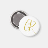 Kalligrafie Goldfarbene Monogramm Moderne Minimali Magnet (Vorderseite/Rückseite)