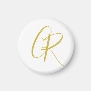 Kalligrafie Goldfarbene Monogramm Moderne Minimali Magnet