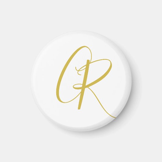 Kalligrafie Goldfarbene Monogramm Moderne Minimali Magnet (Vorne)