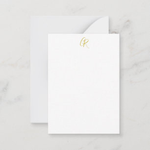 Kalligrafie Goldfarbene Monogramm Moderne Minimali Mitteilungskarte