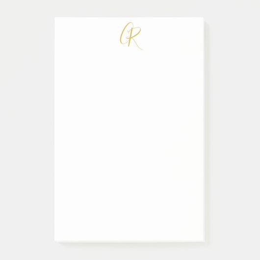 Kalligrafie Goldfarbene Monogramm Moderne Minimali Post-it Klebezettel (Vorderseite)