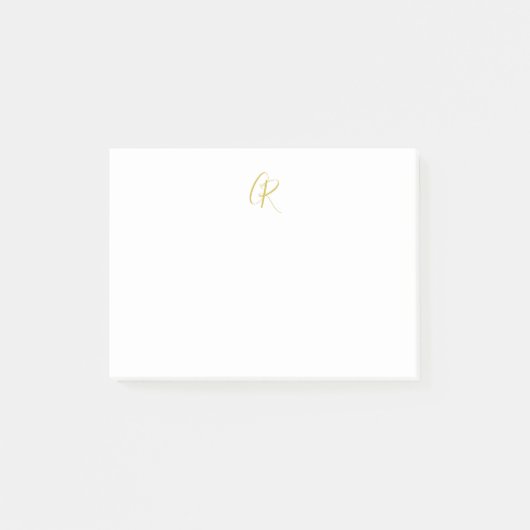 Kalligrafie Goldfarbene Monogramm Moderne Minimali Post-it Klebezettel (Vorderseite)