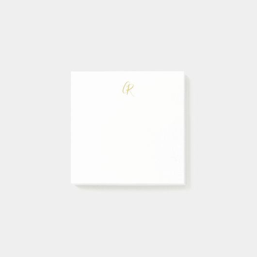 Kalligrafie Goldfarbene Monogramm Moderne Minimali Post-it Klebezettel (Vorderseite)