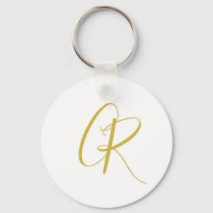Kalligrafie Goldfarbene Monogramm Moderne Minimali Schlüsselanhänger