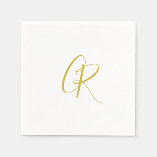 Kalligrafie Goldfarbene Monogramm Moderne Minimali Serviette (Vorderseite)