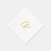 Kalligrafie Goldfarbene Monogramm Moderne Minimali Serviette (Ecke)
