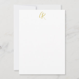 Kalligrafie Goldfarbene Monogramme Moderne Minimal Mitteilungskarte