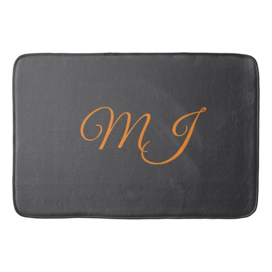 Kalligrafie grau orange Monogramm Name Anfangsbuch Badematte (Vorderseite)