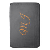 Kalligrafie grau orange Monogramm Name Anfangsbuch Badematte (Vorderseite Vertikal)