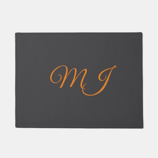 Kalligrafie grau orange Monogramm Name Anfangsbuch Fußmatte (Vorderseite)