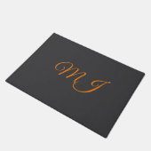 Kalligrafie grau orange Monogramm Name Anfangsbuch Fußmatte (Schrägansicht)