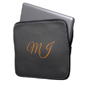 Kalligrafie grau orange Monogramm Name Anfangsbuch Laptopschutzhülle (Vorderseite Links)