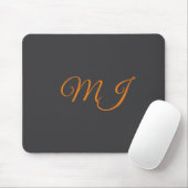 Kalligrafie grau orange Monogramm Name Anfangsbuch Mousepad (Mit Mouse)