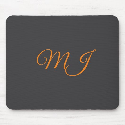 Kalligrafie grau orange Monogramm Name Anfangsbuch Mousepad (Vorne)