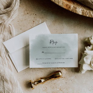 Kalligrafie Grün und Weiß RSVP Karte