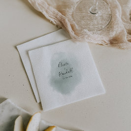 Kalligrafie Grün und Weiße Hochzeit Napkins Serviette