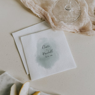 Kalligrafie Grün und Weiße Hochzeit Napkins Serviette