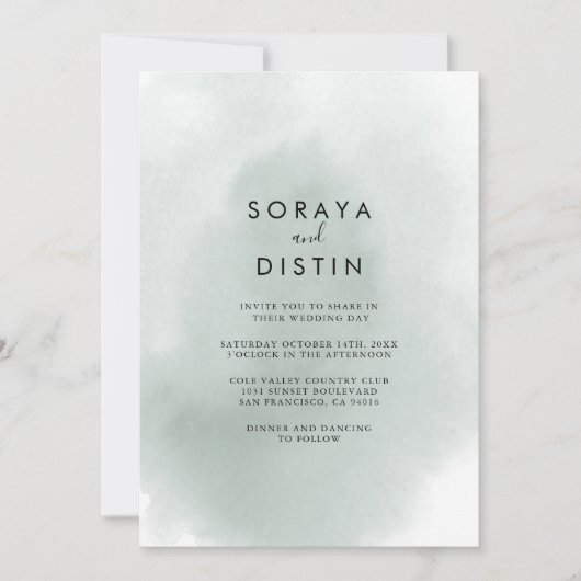 Kalligrafie - Grüne Rückseite und Vorderseite - fe Einladung (Vorderseite)