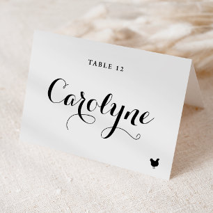 Kalligrafie-Hähnchen-Menü-Auswahl-Hochzeitsplatzka Tischnummer