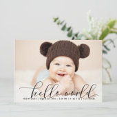 Kalligrafie Hallo Welt Foto Collage Geburt Ankündigung (Stehend Vorderseite)