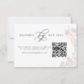 Kalligrafie Handgezeichnete Blumenhochzeit QR Code RSVP Karte (Vorderseite)