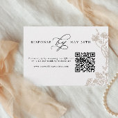 Kalligrafie Handgezeichnete Blumenhochzeit QR Code RSVP Karte